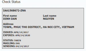 Thông tin cơ bản bằng lái xe quốc tế hiển thị trên hệ thống của hiệp hộ ô tô quốc tế IAA