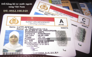 Đổi bằng lái xe Indonesia sang Việt Nam