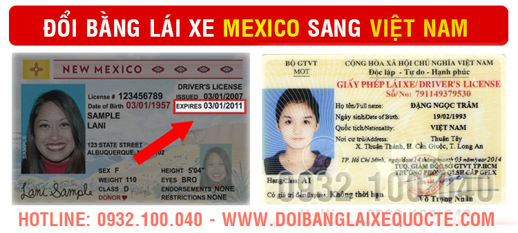 Đổi bằng lái xe Mexico sang Việt Nam Hướng dẫn cấp đổi bằng lái xe Mexico sang Việt Nam cấp tốc - Hotline/ Zalo/ Viber: 0932.100.040