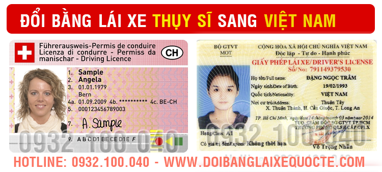 Địa chỉ cấp đổi bằng lái xe Thụy Sĩ sang Việt Nam - Hotline/ Zalo/ Viber: 0932.100.040