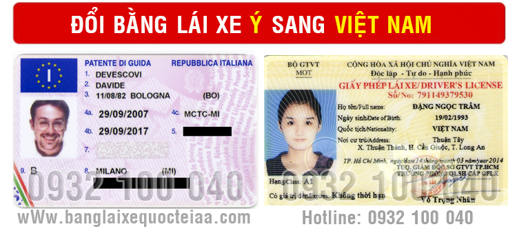 Đổi bằng lái xe Ý sang Việt Nam cấp tốc qua mạng - Hotline/ Zalo/ Viber: 0932.100.040