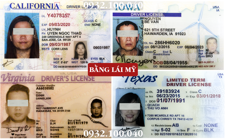 Mẫu bằng lái xe Mỹ - Cấp đổi bằng lái xe nước ngoài sang Việt Nam - Hotline: 0932.100.040