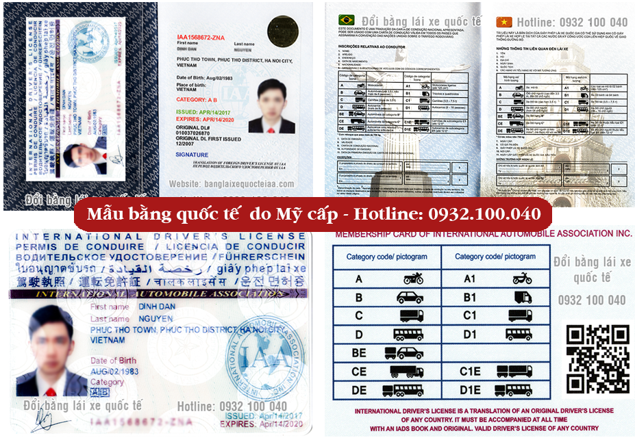 Ảnh minh họa mẫu bằng lái xe quốc tế do IAA - Mỹ cấp - Hotline: 0932.100.040