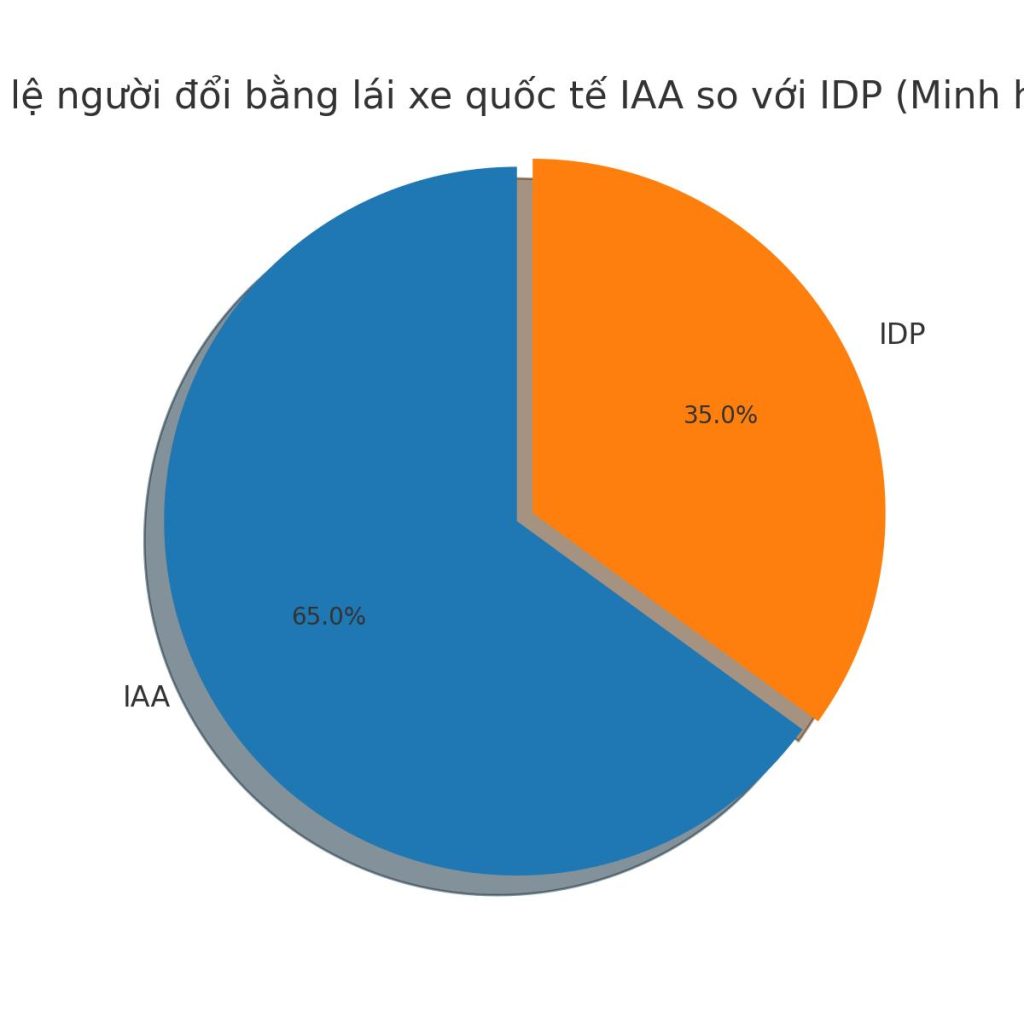 Biểu đồ thể hiện tỉ lệ người đổi bằng lái xe quốc tế IAA so với bằng IDP