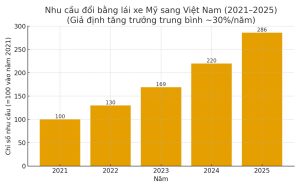 Biểu đồ thể hiện tỉ lệ đổi bằng lái xe Mỹ sang Việt Nam
