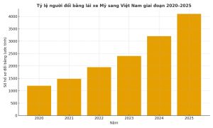 Biểu đồ thống kê tỷ lệ người đổi bằng lái xe Mỹ sang Việt Nam 2020–2025
