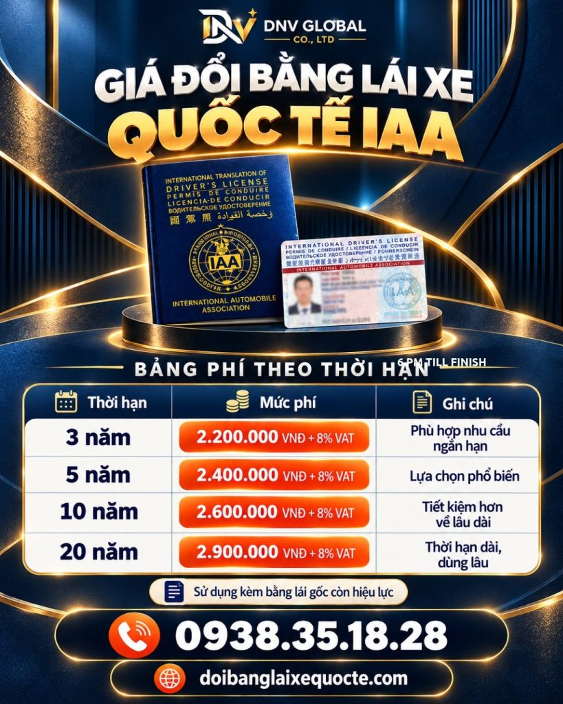 Đổi bằng lái xe quốc tế IAA bao nhiêu tiền ?